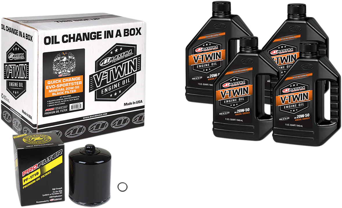 MAXIMA RACING OIL Evo/Sportster Quick Oil Change Kit - Black Filter 90-069014PB