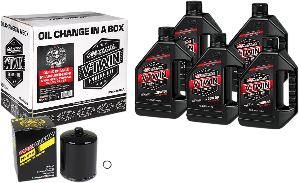 MAXIMA RACING OIL Quick Change M8 Synthetic 20W-50 Oil Change Kit - Black Filter 90-129015PB